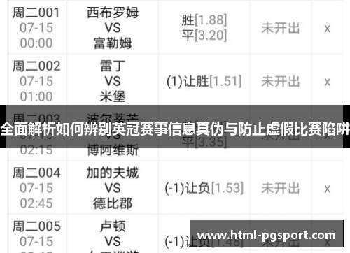 全面解析如何辨别英冠赛事信息真伪与防止虚假比赛陷阱 全面解析如何辨别英冠赛事信息真伪与防止虚假比赛陷阱